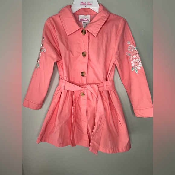 Little Lass Floral Dress & Coral Jacket Matching Set Girls Size 3T - Picture 6 of 10